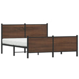 Metal Bed Frame without Mattress Brown Oak 140x190 cm 3301369