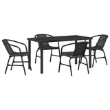 Garden Dining Set 5 pcs Black Powder-Coated Steel 3379382
