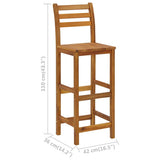 Bar Stool Set of 4 Natural wood Solid acacia wood Standard 310286