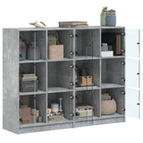 Bookcase with Doors Concrete Grey 136x37x109 cm Engineered Wood 3206513