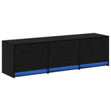 TV Cabinet with LED Black Oak 140 x 34 x 40 cm Engineered Wood 8006558