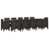 Garden Dining Set with Cushion 13 pcs Brown Rattan 3378621