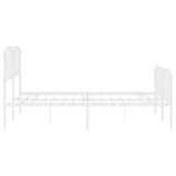 ZNTS Metal Bed Frame with Headboard and Footboard White 160x200 cm 373957