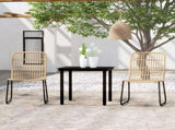 Dining Set Oak and Black PE Rattan and Powder-Coated Steel Standard 3099161