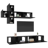 TV Cabinet Set Wall-mounted 7 pcs Black Oak Engineered Wood 3438606