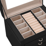 Jewellery Box 4-Layer with Mirror Lockable Black 22.5x17.5x16.5 cm 4103561