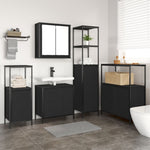 ZNTS 5 Piece Bathroom Furniture Set Black Oak Engineered Wood 3328384