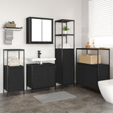ZNTS 5 Piece Bathroom Furniture Set Black Oak Engineered Wood 3328384