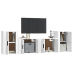ZNTS 4 Piece TV Cabinet Set High Gloss White Engineered Wood 3188544