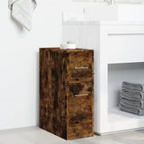 Narrow Bathroom Cupboard with Wheels Smoked Oak Engineered Wood 855281