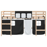 Kids' Loft Bed with Curtains without Mattress White&Black 80x200cm 3206955