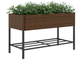 Garden Planters with Shelf 2 pcs Brown 90x40x75 cm Poly Rattan 3210508