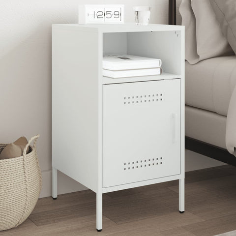 ZNTS Bedside Cabinet White 36x39x68 cm Steel 843076