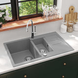 Granite Kitchen Sink Double Basin Grey 142951