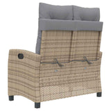 Reclining Garden Bench with Cushions Beige Poly Rattan 368230
