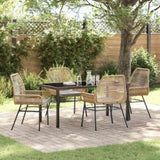 Garden Dining Set with Cushion 5 pcs Brown Poly Rattan 3380879