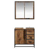 Bathroom Furniture Set with Door 2 pcs Old Wood Engineered Wood 3402320