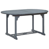 Garden Dining Set Grey Solid Acacia Wood 7 Piece Set Foldable 47278