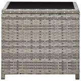 ZNTS Coffee Table Grey 45x45x40 cm Poly Rattan and Glass 46068