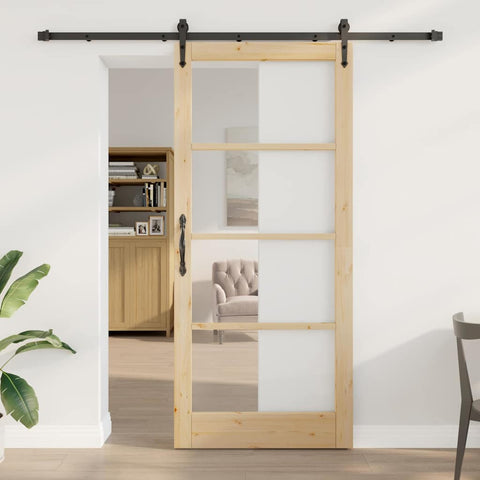 Sliding Door Manual ORKDAL Brown 93 x 211 cm Wood and metal 3332485