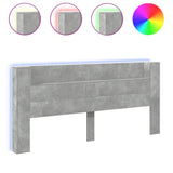 Headboard Cabinet with LED Concrete Grey 220x16.5x103.5 cm 839276
