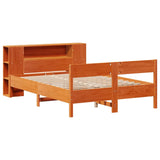 Bookcase Bed without Mattress Wax Brown 150x200 cm King Size Solid Wood Pine 3322947