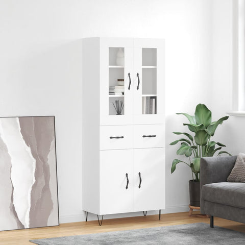 Highboard White 69.5x34x180 cm Engineered Wood 3198561