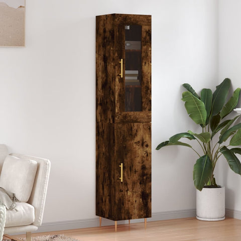 Highboard Smoked Oak 34.5x34x180 cm Engineered Wood 3199166