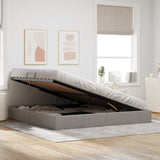 Storage Bed with Mattress Taupe 200 x 200 cm Fabric 3370037