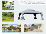 3 x 4m Aluminium Garden Gazebo, Marquee Canopy Shelter Pavilion Party Tent with Nets and Curtains T3398P315382