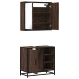 2 Piece Bathroom Furniture Set Brown Oak Engineered Wood 3300909