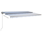 Freestanding Manual Retractable Awning 500x350 cm Blue/White 3069856