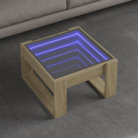 ZNTS Coffee Table with Infinity LED Sonoma Oak 50x53x30 cm 847625