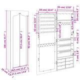Mirror Jewellery Cabinet Wall Mounted 37.5x10x106 cm 353228