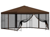 Garden Gazebo with Sidewalls 3 x 3 m Brown Polyester and Steel 900348