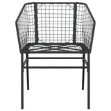 5 Piece Garden Dining Set Black Poly Rattan Glass 3334487