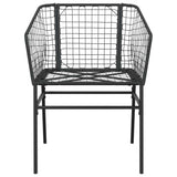 7 Piece Garden Dining Set Black Poly Rattan Glass 3334490