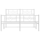 Metal Bed Frame without Mattress with Footboard White 150x200cm 355336