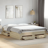Bed Frame with Drawers without Mattress Sonoma Oak 150x200 cm King Size 3280379