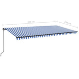Manual Retractable Awning 600x350 cm Blue and White 3069236