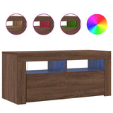 TV Cabinet with LED Lights Brown Oak 90x35x40 cm 822723