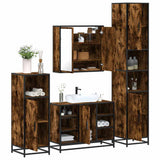 4 Piece Bathroom Furniture Set Smoked Oak Engineered Wood 3301212