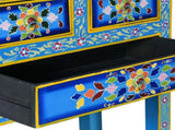 Sideboard with Drawers Solid Mango Wood Turquoise Hand Painted 244840