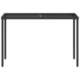 Garden Table Black Poly Rattan, Powder-Coated Steel, Tempered Glass 365072