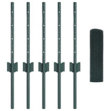 Welded Wire Fence with Post 10 x 0.4 m PVC-Coated Steel Green 3336428