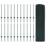 Welded Wire Fence with Posts 50 x 0.8 m PVC-Coated Steel Green 3336510