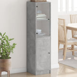 Highboard with Glass Door Concrete Grey 35x37x142 cm 836444