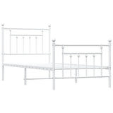 ZNTS Metal Bed Frame without Mattress with Footboard White 90x190cm 353596