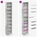 CD Cabinet Concrete Grey 33 x 23.5 x 175 cm Engineered Wood 8012648