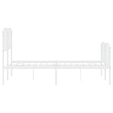 Metal Bed Frame without Mattress with Footboard White 140x200cm 373955